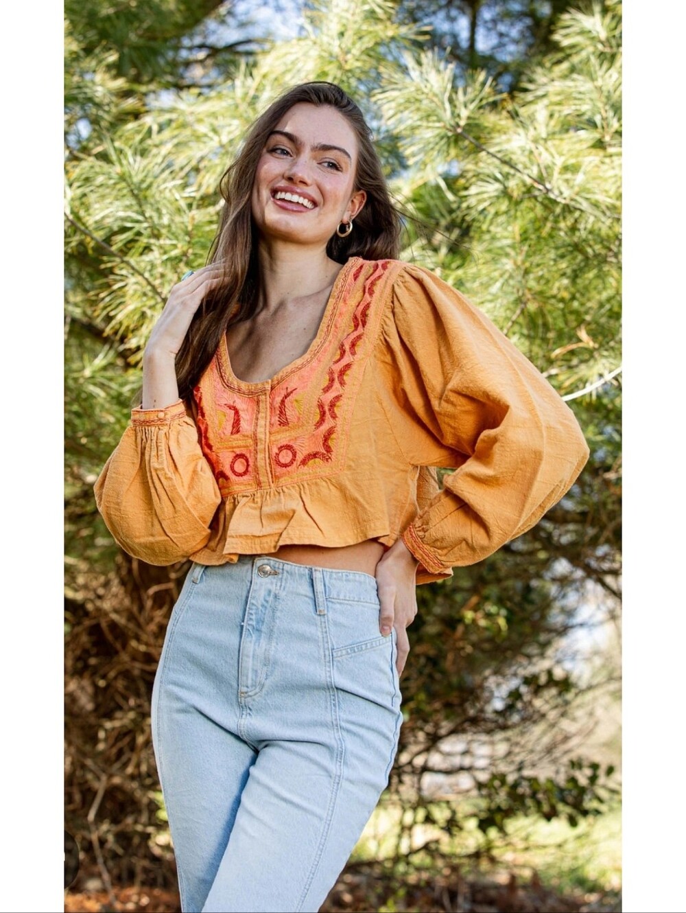 Free People Iggie Embroidered Top Cairo Combo Sz Small Boho   Festival Western